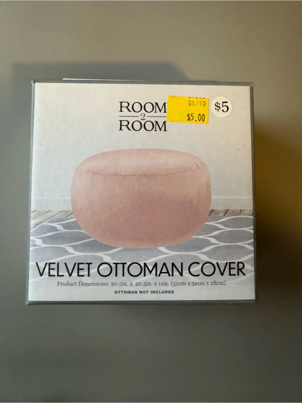 Velvet Ottoman Cover in Blush Pink